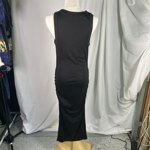 Michael Stars Black Ribbed Tank Maxi Dress Size M Made in‎ USA Sleeveless Knit - Picture 5 of 16